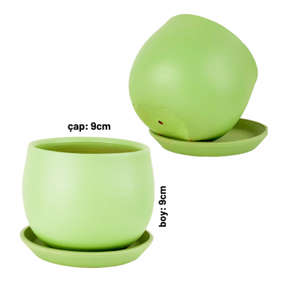 Curvy Terra Cotta Saksı - Mint Yeşil 9cm - 1